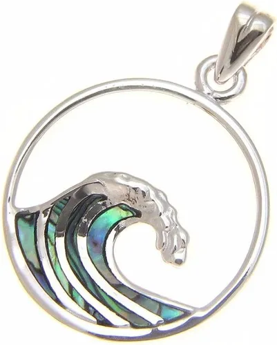Vista 2 de Arthur's Jewelry Colgante de plata de ley 925 con forma de concha de paua de abulón con círculo de 0.787 in, Shell