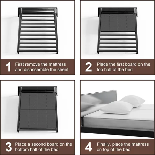 Vista 8 de Caja de resorte plegable, transpirable, minimiza el ruido, resistente a la humedad, soporte de cama de perfil bajo, cama doble grande de 0.394 in