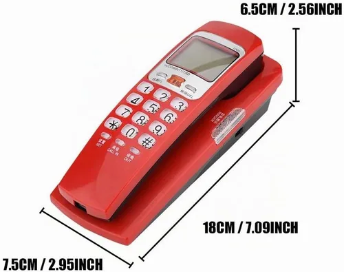 Vista 8 de DTMF Teléfono de Identificación de Llamadas, Teléfono con Cable Escritorio Put, Teléfono de Extensión de Moda Fija para el Hogar. (Rojo)
