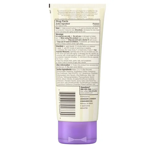 Vista 9 de Aveeno Baby Loción de protección solar mineral de óxido de zinc para pieles sensibles, amplio espectro SPF 50, sin desgarros, sudor y agua, sin