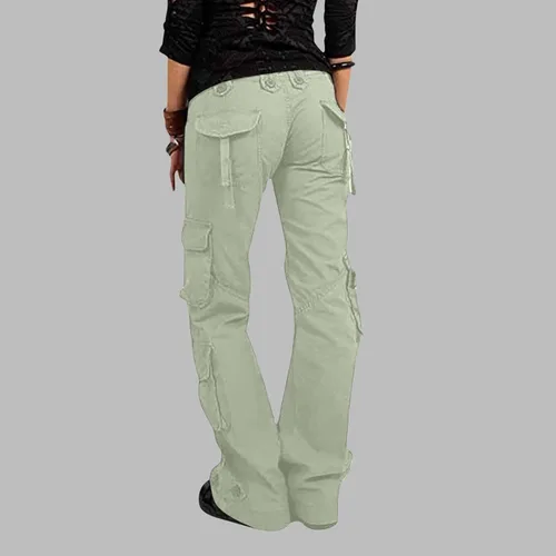 Vista 4 de SHOPESSA Pantalones cargo de pierna ancha para mujer, leggings de yoga de tiro alto con bolsillos, talla grande, pantalones de pierna recta