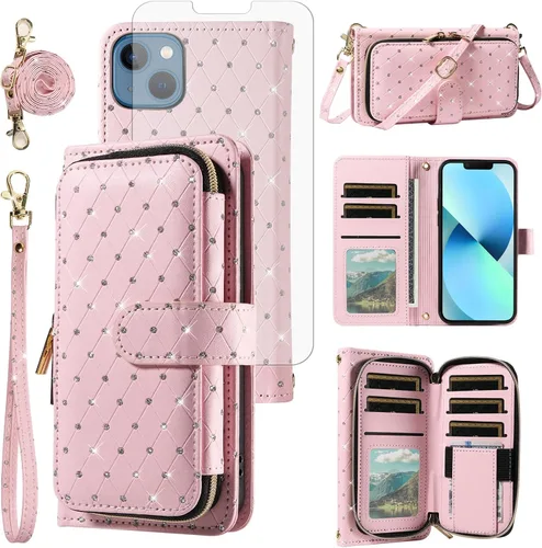 Vista 98 de Funda para teléfono iPhone 6 6S con cremallera y protector de pantalla con protector de pantalla, correa de cordón cruzado, ranura para iPhone 6 Six