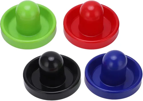 Vista 2 de Multicolor Table Hockey Pushers Pucks Set, Replacement Hockey Accessories Kit with 4 Pushers and 8 Pucks, Thick Felt Bottom for Smooth Sliding on