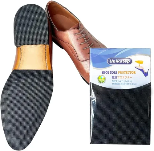 Vista 6 de Unikstep 4 protectores de suela de zapatos, almohadillas antideslizantes para la parte inferior del zapato y el talón, adhesivo autoadhesivo Negro