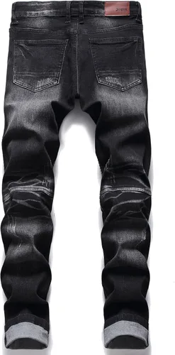 Vista 2 de Liuhond Skinny Slim Fashion - Jeans elásticos de motociclista de Hip Hop con agujeros rectos rasgados.
