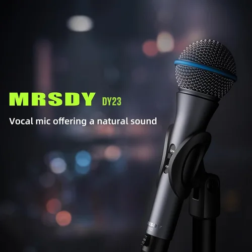 Vista 3 de MRSDY Micrófono XLR con cable, micrófono dinámico cardioide de mano de metal para cantar, escenario, estudio, karaoke, con interruptor