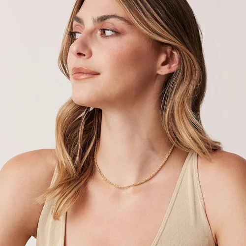 Vista 4 de PAVOI Collar de cadena de eslabones ajustables chapado en oro de 14 quilates para mujer Collares de cadena de oro tipo caja, cuerda, esfera