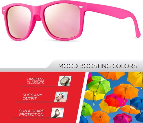 Vista 2 de Retro Rewind - Gafas de sol polarizadas para hombre y mujer, protección UV, gafas de sol clásicas