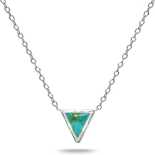 Vista 4 de B. BRILLIANT Collar minimalista de plata de ley con incrustaciones pulidas triángulo delicado para mujer, opción de 3 Abulón (Abalone)
