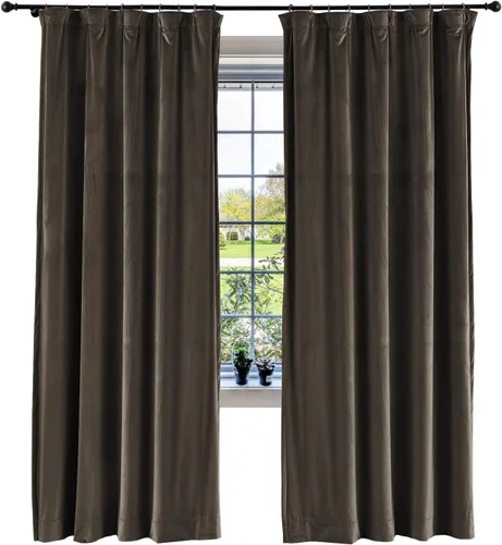 Vista 84 de cololeaf Panel de cortinas opacas de terciopelo con forro para cine en casa, cortina de ganchos planos para barra transversal o pista, 100 pulgadas