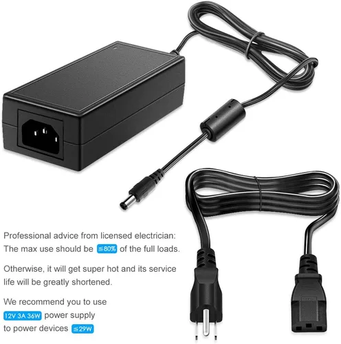 Vista 7 de SHNITPWR Adaptador de fuente de alimentación de 12V 3A 36W AC DC 100V ~ 240V CA a CC 12 voltios 3 amperios convertidor transformador controlador LED