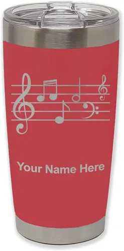 Vista 24 de LaserGram Vaso aislado al vacío de 20 onzas, personal de música, grabado personalizado incluido (negro)