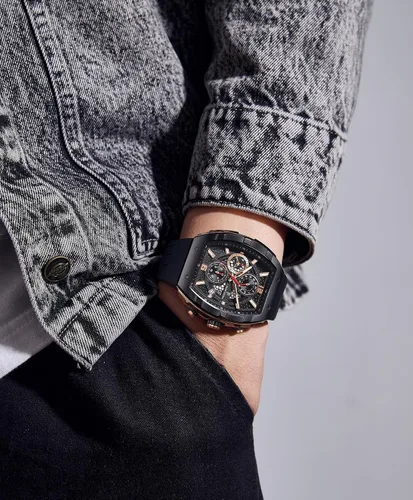 Vista 2 de Paras Crown Watches for Men Luxury Fashion Analog 50M Waterproof Sports Watch with Tonneau Dial Luminous Quartz Business Wrist Watch