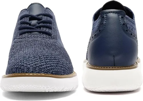 Vista 3 de Zapatos deportivos casuales para hombre, cómodos, de punto, de malla, ligeros, transpirables, formales, Oxford, para negocios