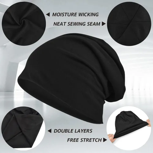 Vista 2 de EINSKEY Gorro ligero holgado para hombres y mujeres, gorro de algodón fino de gran tamaño, gorro de quimioterapia, gorro para dormir nocturno