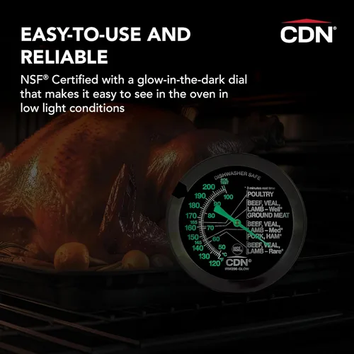 Vista 7 de CDN IRM200-Glow Proaccurate Carne/Aves de corral termómetro a prueba de horno-NSF Certificado, Large Dial-GLOW Meat/Poultry, A, Not Applicable