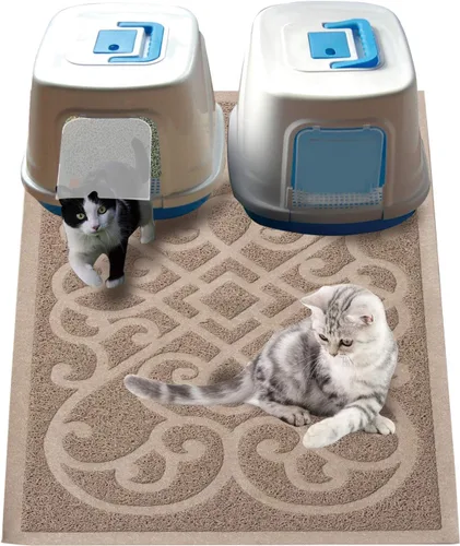 Vista 11 de PetLike - Alfombrilla que atrapa la arena cuando los gatos salen de la caja de arena, alfombrilla que pueden usar los gatos para comer, es suave