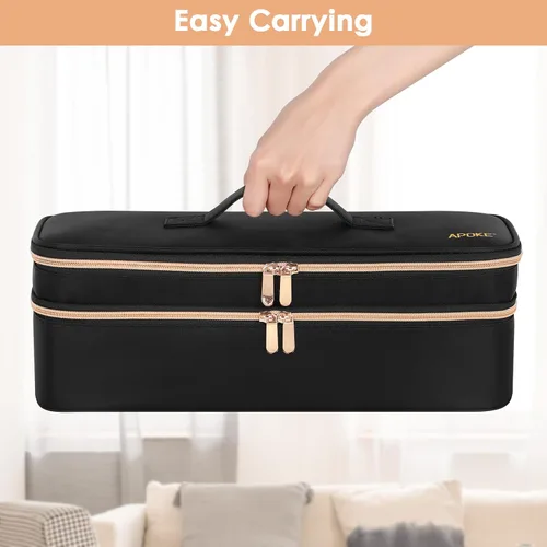 Vista 6 de APOKE Estuche de viaje de doble capa compatible con el secador de pelo y cepillo de aire caliente One Step de Revlon Original 1.0 y Plus 2.0, bolsa