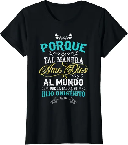 Vista 10 de Camisas cristianas en español Camisetas sobre Jesus, Negro, S