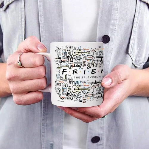 Vista 3 de Trend Setters Friends the Television Show – 25 años – Mercancía oficial – Taza de café o té de cerámica blanca de 11 onzas – perfecta para regalar