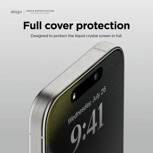 Vista 7 de elago 2 protectores de pantalla de vidrio templado compatibles con iPhone 15 Pro Max, dureza de superficie 9H, antihuellas, a prueba de roturas