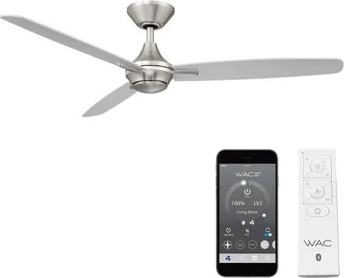 Vista 13 de WAC Lighting Blitzen Ventilador de techo inteligente de aluminio de 3 aspas en níquel cepillado