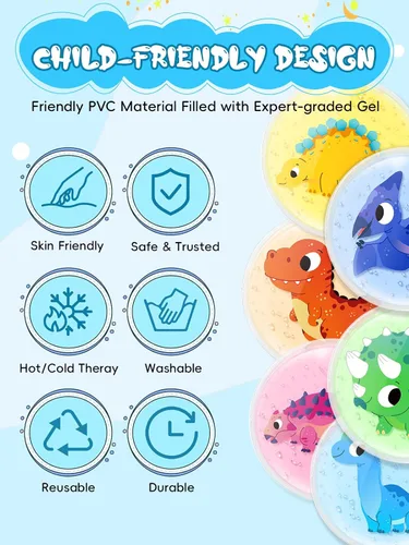 Vista 7 de Paquetes de hielo para niños para golpes (Boo Boos), 6 unidades, elegible para FSA HSA, paquetes de hielo de gel pequeños para bebés para lesiones