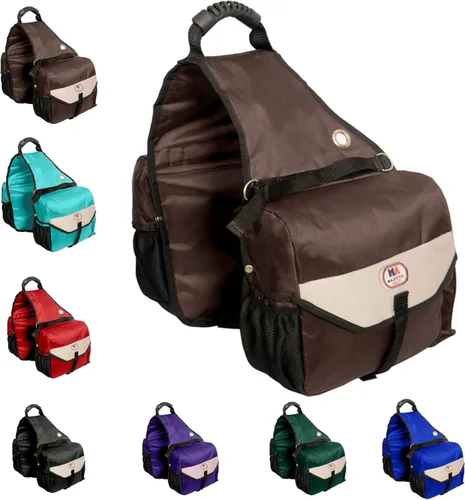 Vista 15 de Bolsa de sillín Majestic Ally para caballos - Bolsa de sillín acolchada, reflectante, impermeable y aislada de nylon con bolsillos y portabotellas