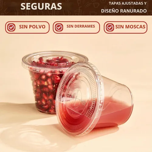 Vista 4 de YEEHAW Paquete de 50 vasos de plástico transparente de 9 onzas con tapas planas, vasos desechables con tapas con ranura para pajita para bebidas