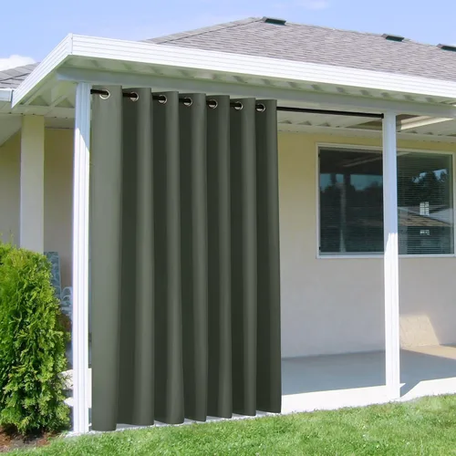 Vista 191 de NICETOWN Cortina para Exteriores para Patio Impermeable de 84 Pulgadas de Ancho, Aislamiento Térmico con Ojales Antioxidantes Bloqueo UV Cortina
