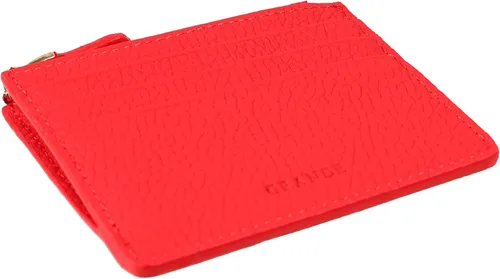 Vista 5 de grande 3603 - Tarjetero de cuero genuino para mujeres y hombres, delgada y minimalista con cremallera pequeña, Rojo -, Minimalista