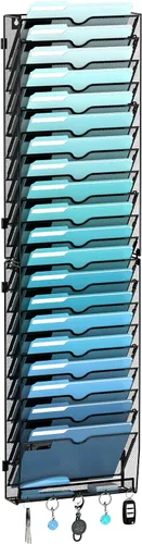 Vista 18 de 5 Tier Wall File Organizer, Metal Holder with Bottom Hooks Negro