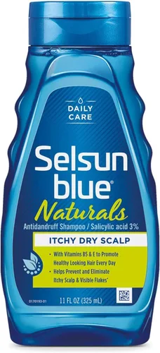 Vista 2 de Selsun Blue Naturals - Champú para la caspa con picazón en el cuero cabelludo seco, 11 onzas, paquete de 5