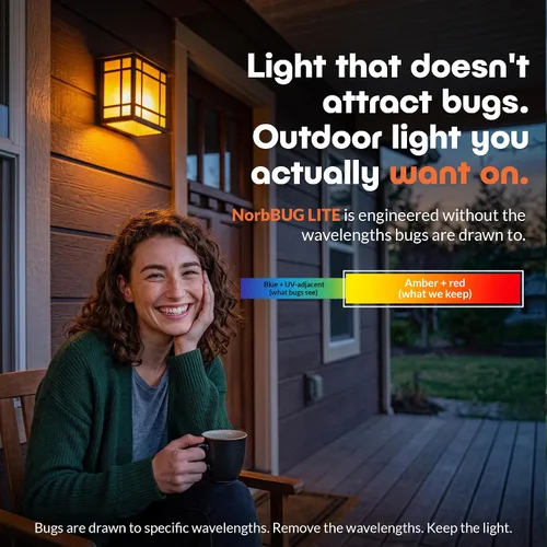 Vista 10 de Norb BUG LITE Bombillas para insectos Bombilla LED ámbar A19 E26 9 W 960 lúmenes 2000 K y eficiencia energética Espectro libre de azul