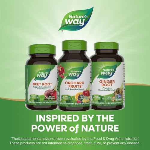 Vista 6 de Nature's Way Frutas de huerto, mezcla de polvo de frutas, contiene 12 frutas diferentes, 900 mg por porción de 2 cápsulas, 60 cápsulas