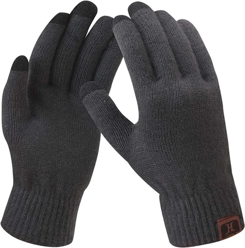 Vista 6 de Guantes de mujer de invierno con pantalla táctil de lana mágicos y cálidos de punto con forro de vellón para mujer Beige