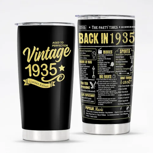 Vista 40 de Vasos de feliz cumpleaños 95 para hombres y mujeres, regalos de acero inoxidable en el año 1931, regalo de cumpleaños de 95 años para esposa