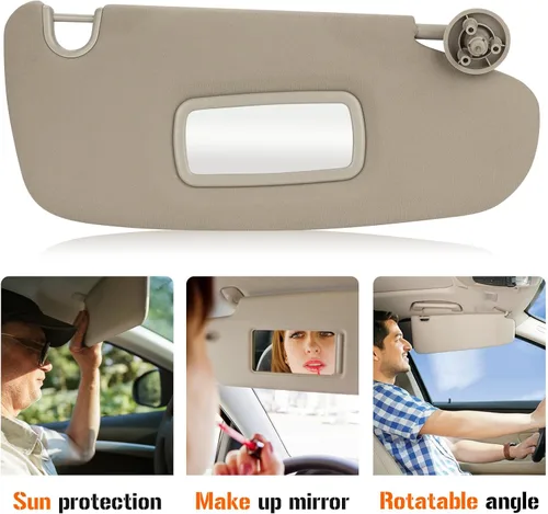 Vista 3 de Visera solar gris beige izquierda y derecha para Dodge Ram 1500 2500 3500 2002-2009, repuesto para parasol de automóvil para el lado del conductor