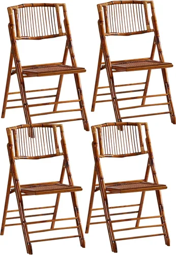 Vista 11 de Silla plegable de bambú, silla de comedor vintage plegable completamente mejorada con 330 libras hecha a mano para sala de estar, patio, jardín