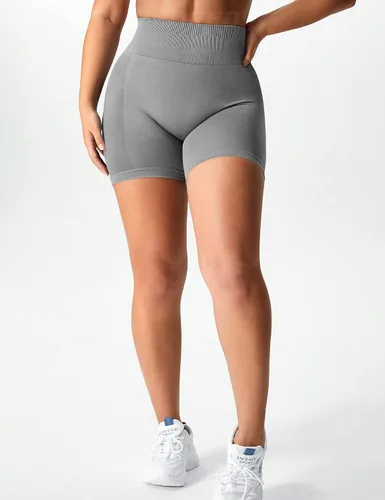 Vista 4 de YEOREO Pantalones cortos de entrenamiento sin costuras para mujer, cintura alta, intensifican correr, gimnasio, yoga, entrenamiento