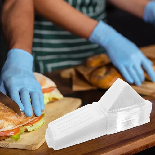 Vista 8 de Cabilock Caja de sándwich triangular de 5.90 x 3.34 x 3.14 pulgadas, recipiente de plástico transparente con tapa transparente para sándwiches