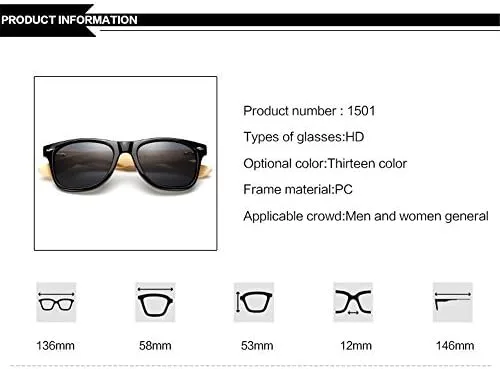 Vista 3 de Long Keeper Bamboo Wood Brazos Gafas de sol para mujeres hombres