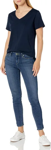 Vista 5 de Tienda Essentials - Camiseta de manga corta con cuello en V para mujer, corte clásico, 100% algodón, 2