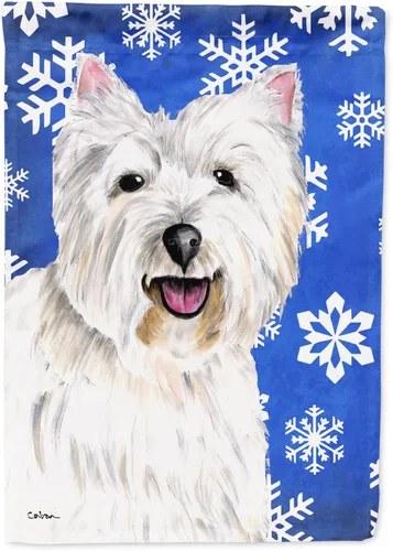 Vista 97 de Caroline's Treasures SC9374GF Bulldog English Snow flakes Holiday Garden Flag Buzón Bandera decorativa para patio exterior, patio, obras de arte