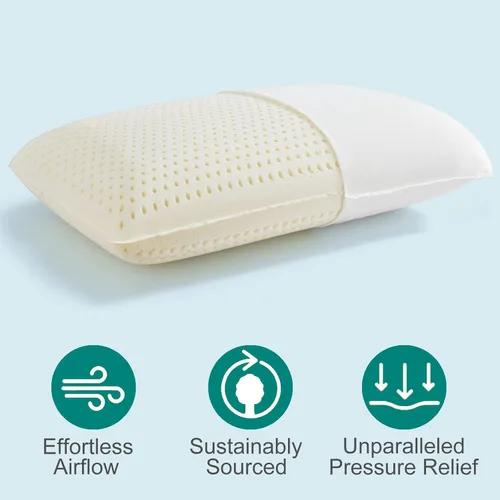 Vista 3 de JOTOM Almohada Talalay 100% natural de látex para dormir, almohada Queen de lujo para dormir de lado, espalda y estómago, funda de algodón