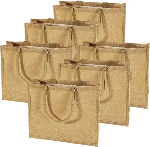 Vista 2 de TBF Bolsas de arpillera de yute reutilizables resistentes a granel para compras, compras, bodas, regalos de bienvenida y más