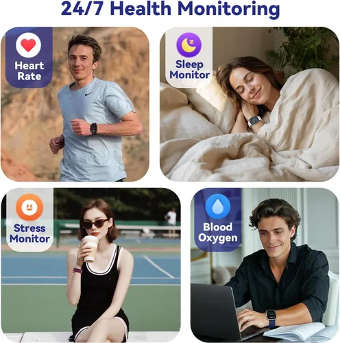 Vista 3 de DAVIKO Reloj podómetro para hombres y mujeres, pantalla de 1.83 pulgadas, rastreador de actividad física con respuesta/hacer llamadas, reloj