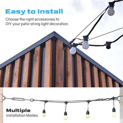 Vista 6 de Kit de colgar luces de cadena NEREUS con cable de acero inoxidable 304 recubierto de vinilo de 164 pies, kit de suspensión de luces de cadena