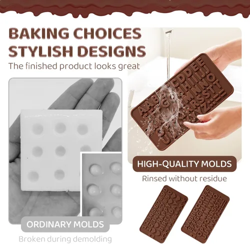 Vista 5 de 2 moldes de silicona para chocolate, moldes de letras de números, moldes reutilizables para dulces con símbolos de decoración de feliz cumpleaños
