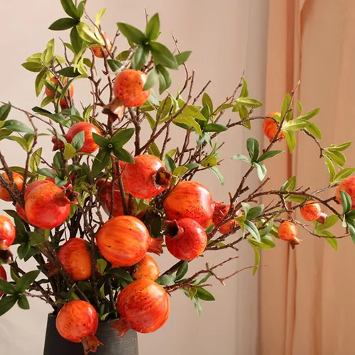 Vista 6 de Firlar 2 piezas de plantas artificiales, tallo de flor de granada, ramas de granada artificiales de 37.4 pulgadas, ramo de frutas artificiales